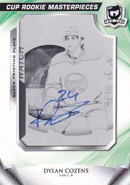 AUTO RC karta DYLAN COZENS 20-21 UD The CUP Rookie Masterpieces Black Printing Plate Update 1/1